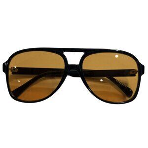 INDY Aviator Sunglasses in Black with Orange Lenses